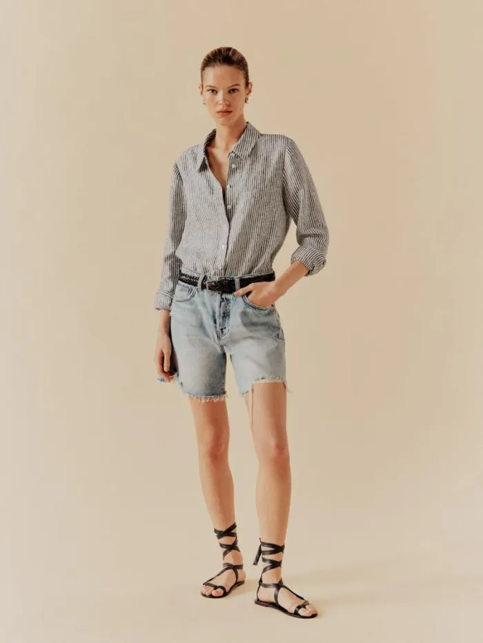 The Reformation Sky Relaxed Linen Top Vineyard 8211 Clothing
