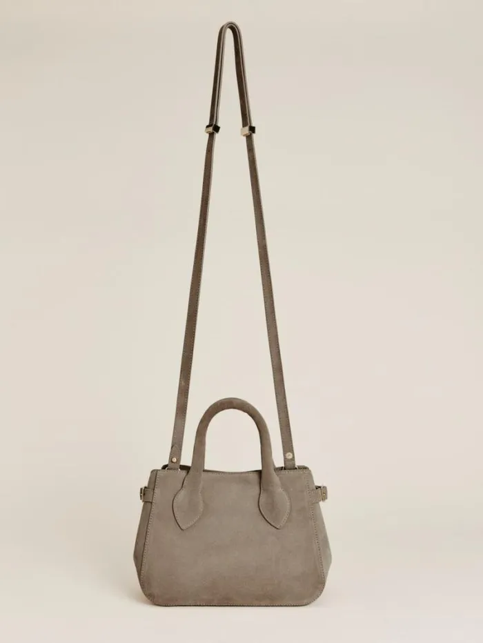 The Reformation Small Patrizia Satchel Bag Mouse Suede 8211 Bags