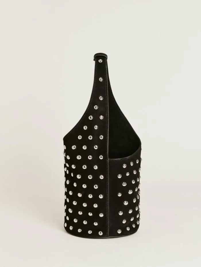 The Reformation Small Silvana Bucket Bag Black Suede With Studs 8211 Bags