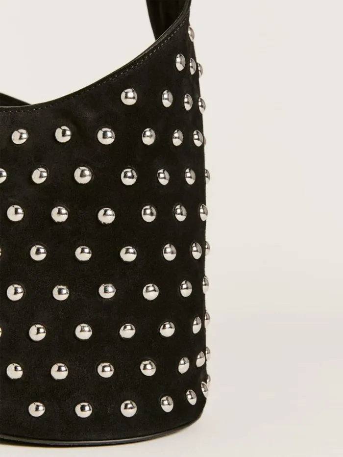 The Reformation Small Silvana Bucket Bag Black Suede With Studs 8211 Bags