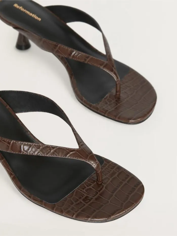 The Reformation Sophie Heeled Sandal Brown Croceffect 8211 Shoes