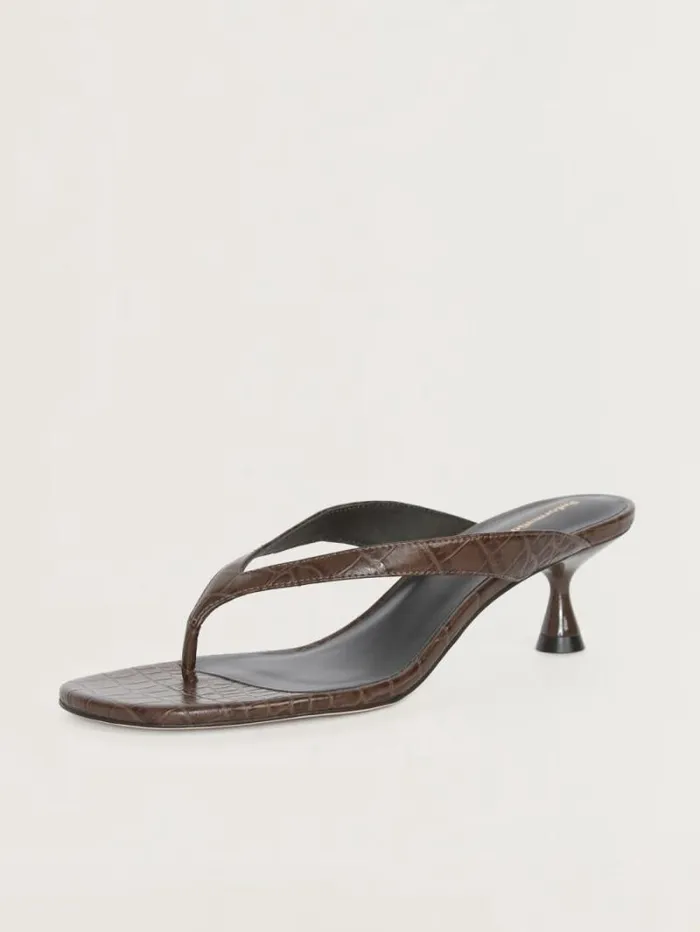 The Reformation Sophie Heeled Sandal Brown Croceffect 8211 Shoes