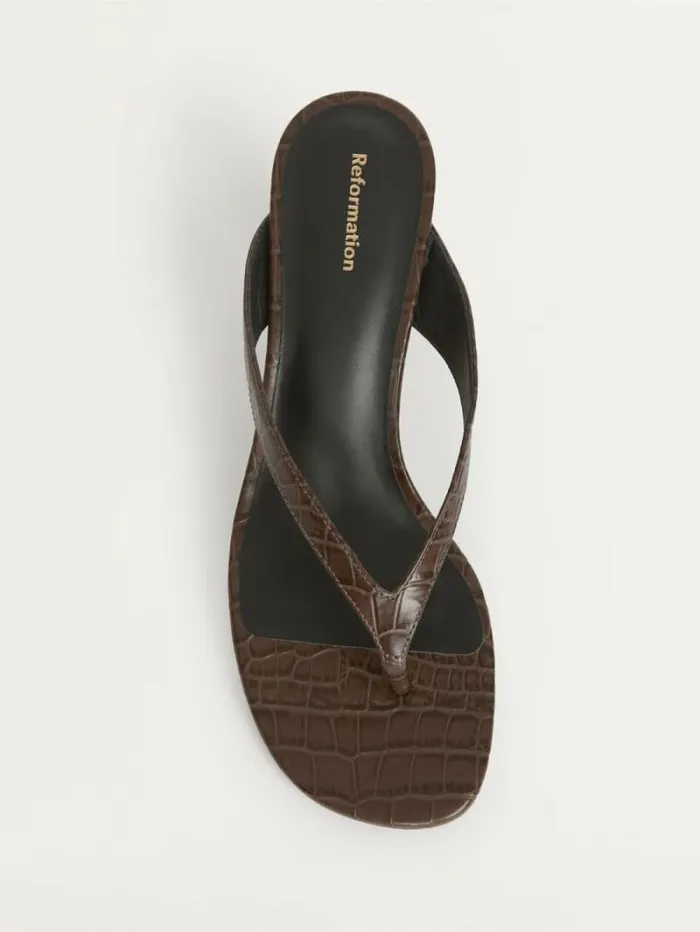 The Reformation Sophie Heeled Sandal Brown Croceffect 8211 Shoes