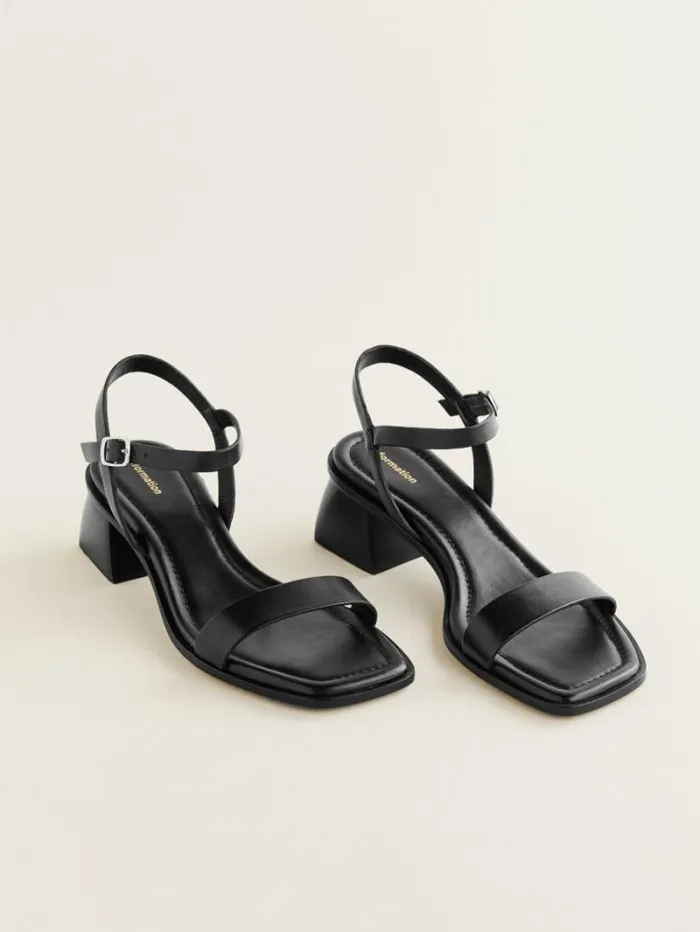 The Reformation Stephanie Heeled Sandal Black Leather 8211 Shoes