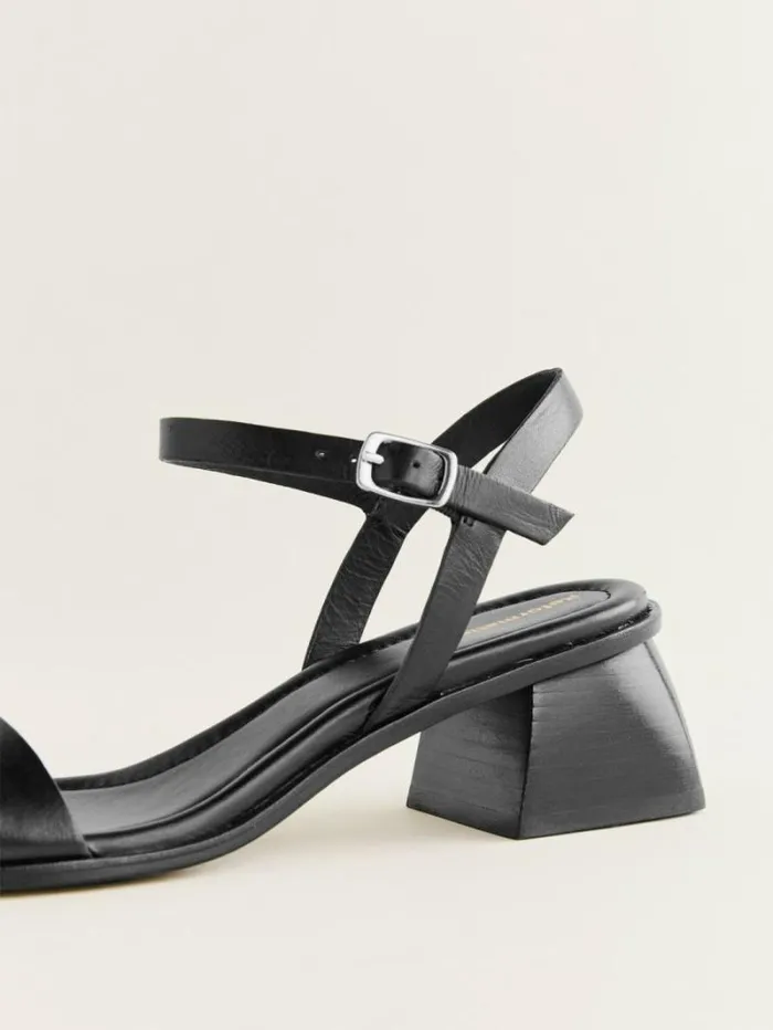 The Reformation Stephanie Heeled Sandal Black Leather 8211 Shoes