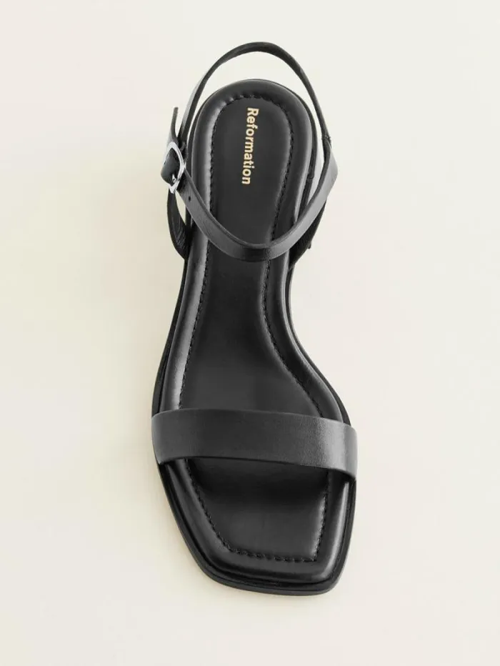 The Reformation Stephanie Heeled Sandal Black Leather 8211 Shoes
