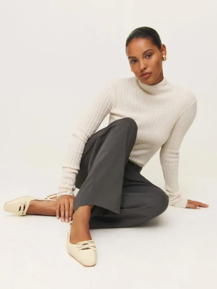 The Reformation Tammy Slingback Flat Cream Puff Leather 8211 Shoes