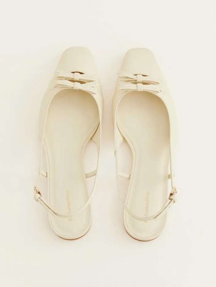 The Reformation Tammy Slingback Flat Cream Puff Leather 8211 Shoes
