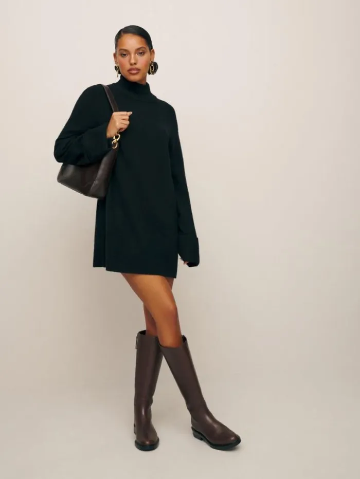 The Reformation Tate Regenerative Wool Sweater Dress Black 8211 Clothing