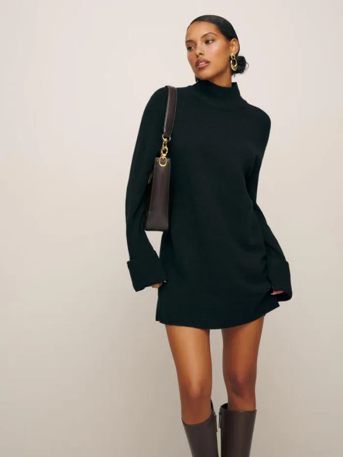 The Reformation Tate Regenerative Wool Sweater Dress Black 8211 Clothing