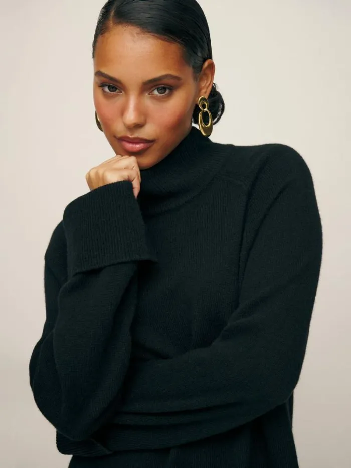 The Reformation Tate Regenerative Wool Sweater Dress Black 8211 Clothing