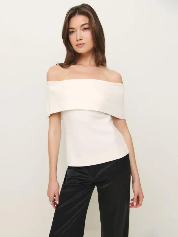 The Reformation Teddy Knit Top Ivory 8211 Clothing