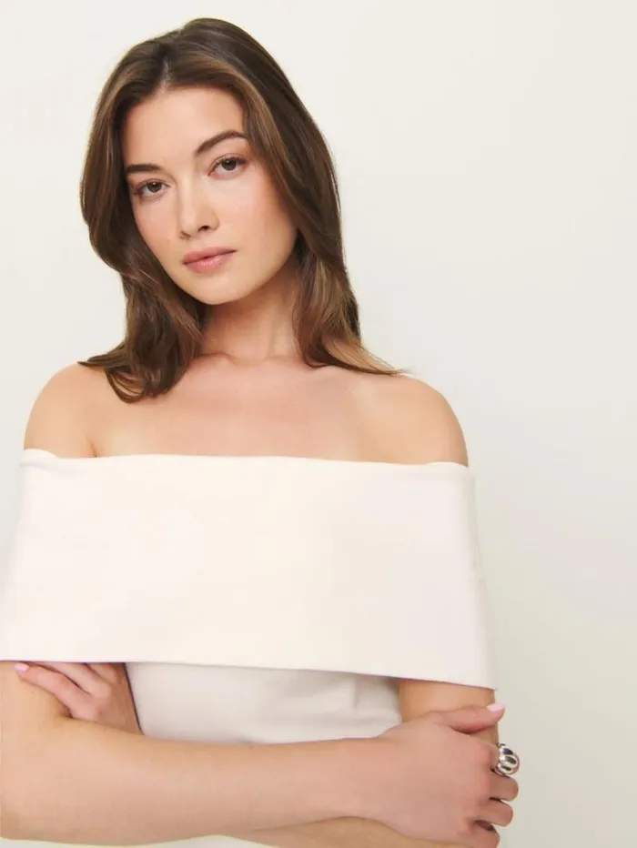 The Reformation Teddy Knit Top Ivory 8211 Clothing