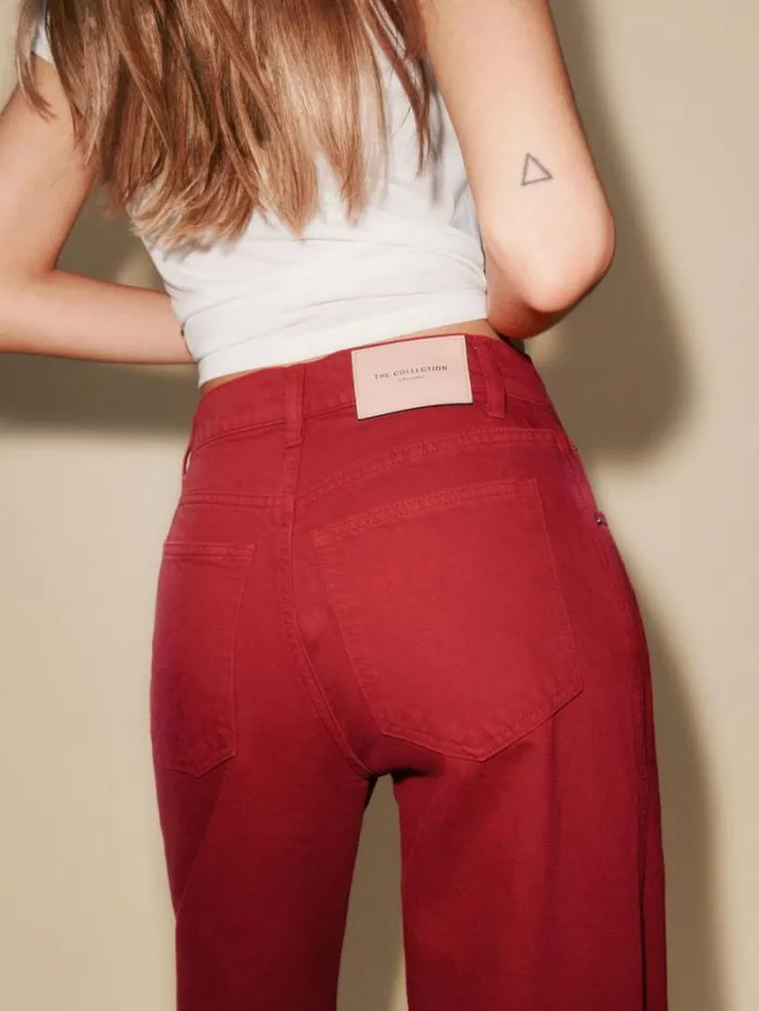 The Reformation The Magnolia Mid Rise Bow Jeans Lipstick 8211 Clothing