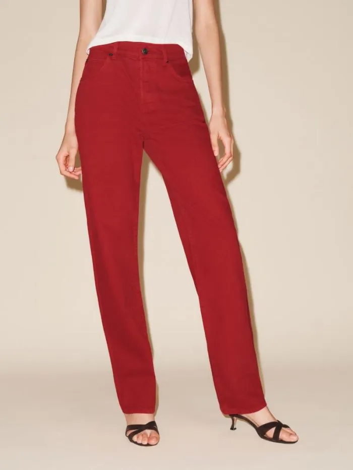 The Reformation The Magnolia Mid Rise Bow Jeans Lipstick 8211 Clothing