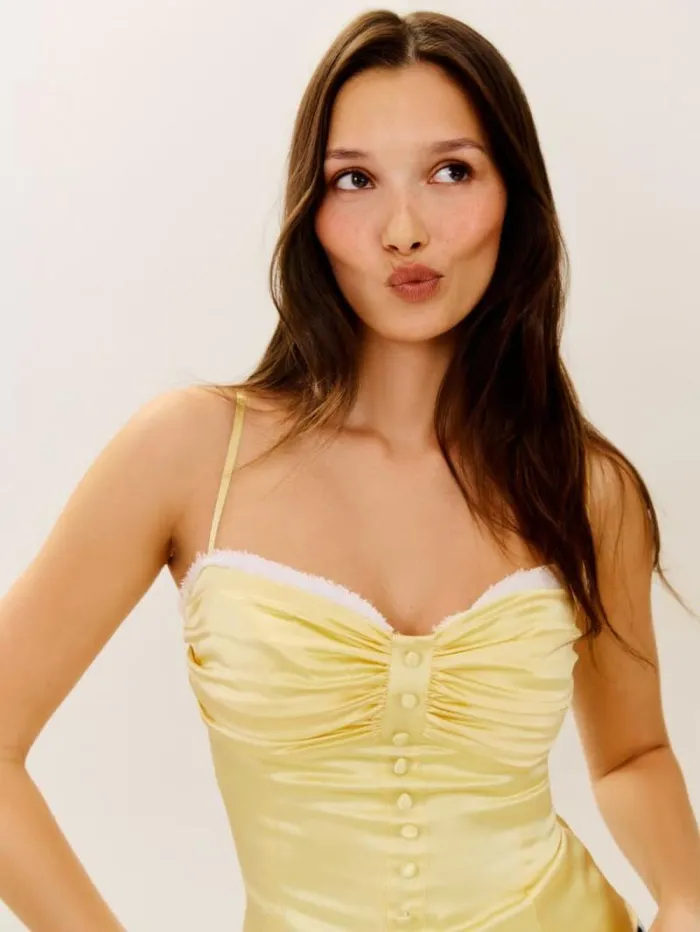 The Reformation Ursula Silk Top Zest 8211 Clothing