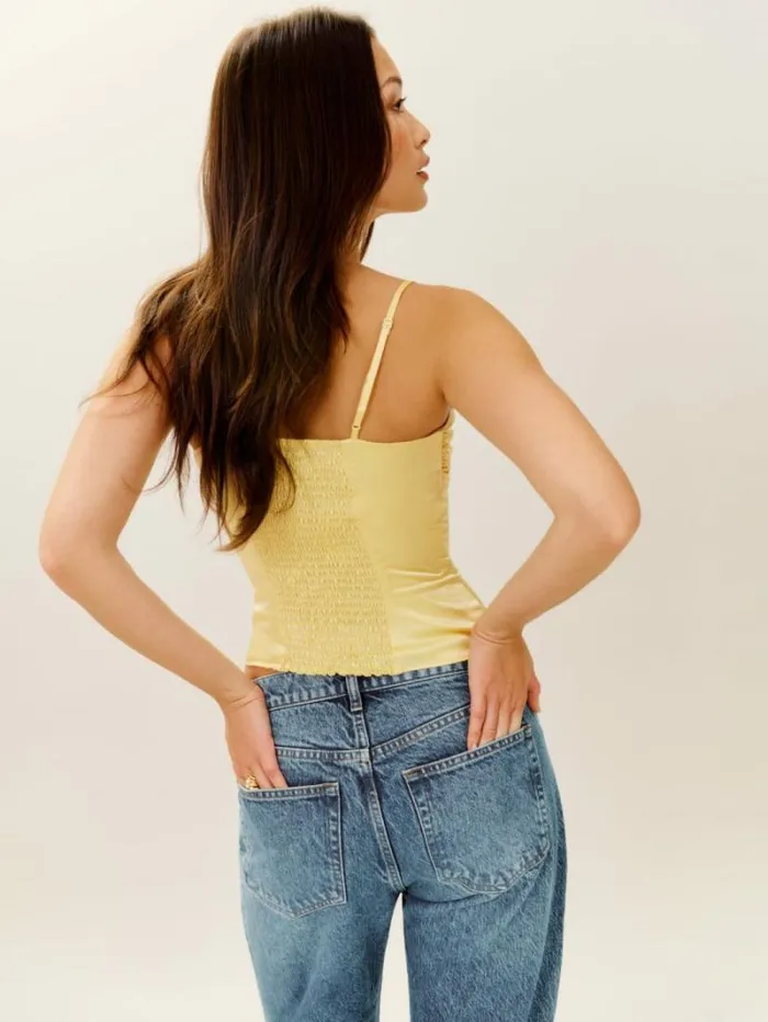 The Reformation Ursula Silk Top Zest 8211 Clothing