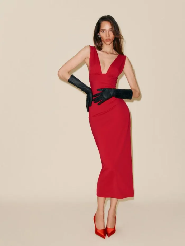 The Reformation Varun Dress Cherry 8211 Clothing