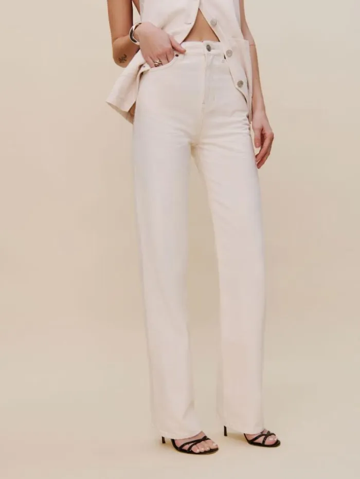 The Reformation Wilder High Rise Wide Leg Jeans Fior Di Latte 8211 Clothing