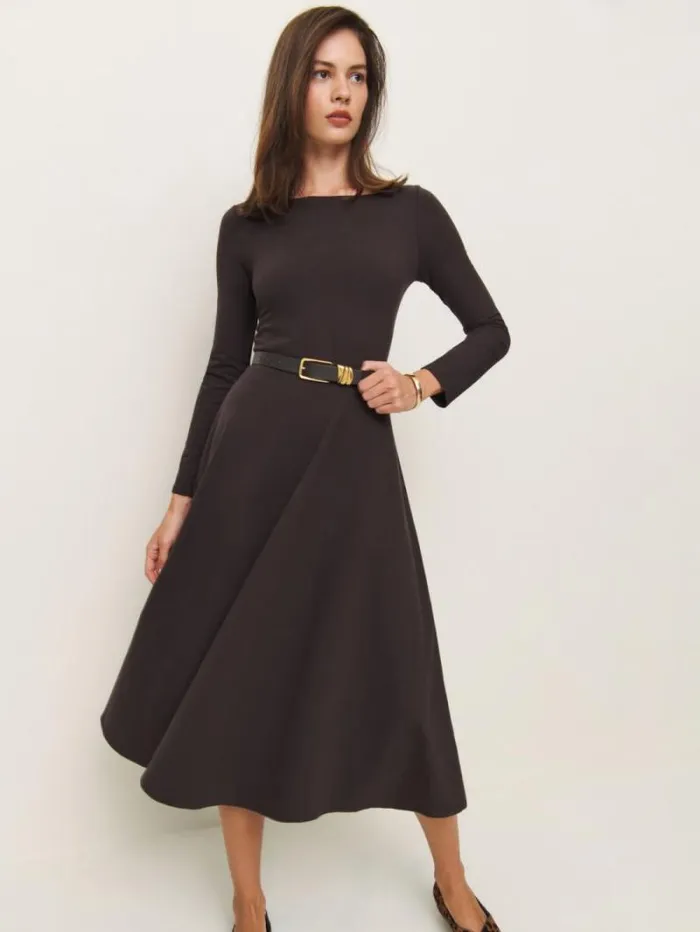 The Reformation Wiley Knit Dress Black Currant 8211 Clothing