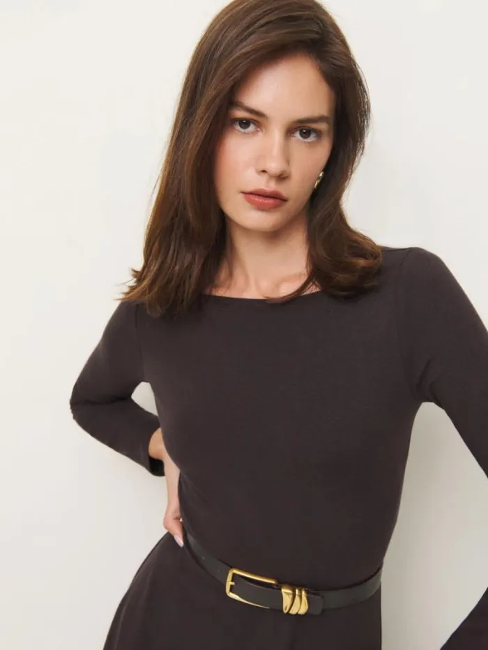 The Reformation Wiley Knit Dress Black Currant 8211 Clothing