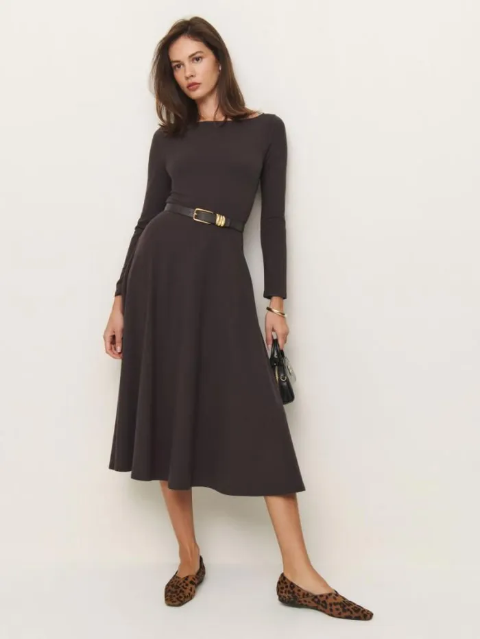 The Reformation Wiley Knit Dress Black Currant 8211 Clothing