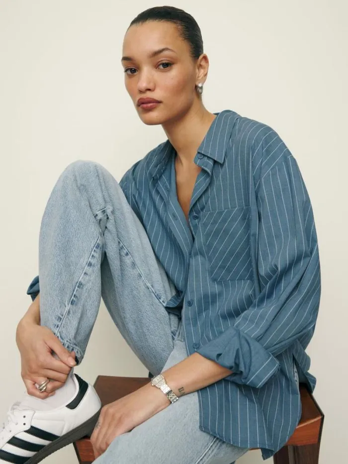 The Reformation Will Oversized Shirt Chambray Stripe 8211 Clothing