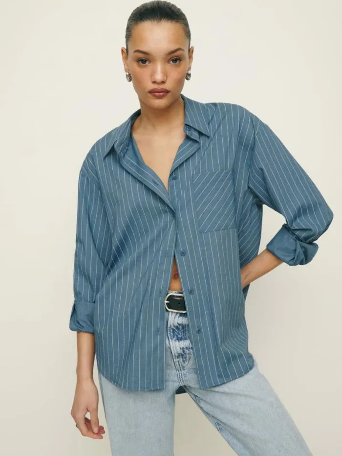 The Reformation Will Oversized Shirt Chambray Stripe 8211 Clothing