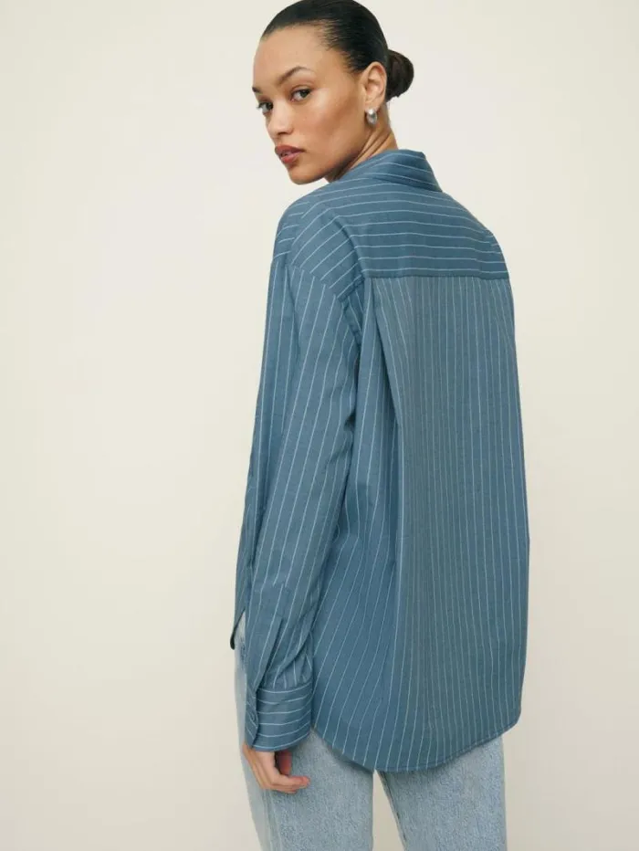 The Reformation Will Oversized Shirt Chambray Stripe 8211 Clothing