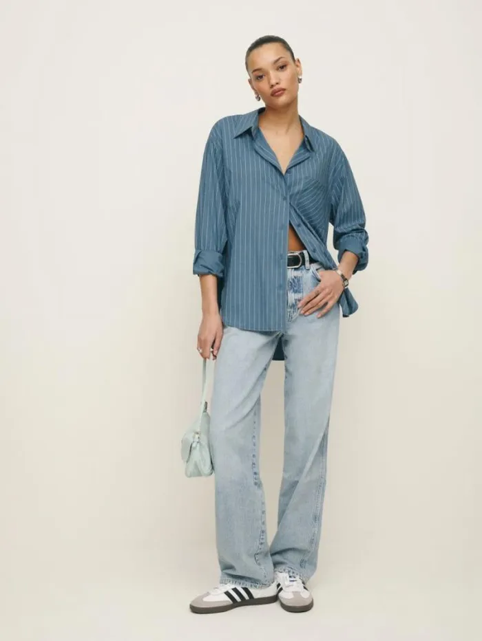 The Reformation Will Oversized Shirt Chambray Stripe 8211 Clothing