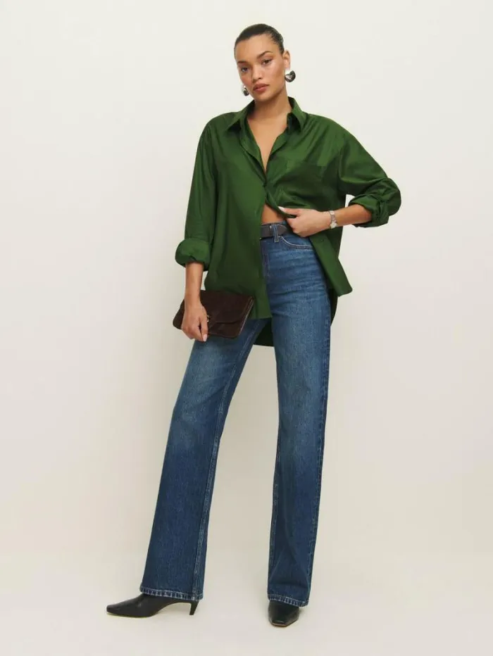 The Reformation Will Oversized Shirt Grass 8211 Clothing