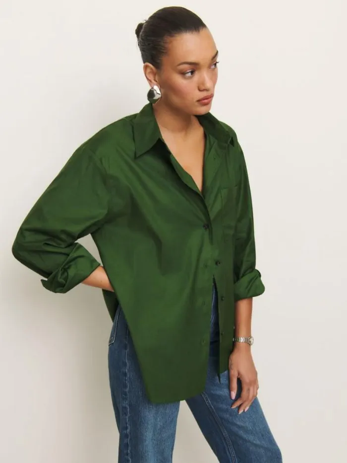 The Reformation Will Oversized Shirt Grass 8211 Clothing