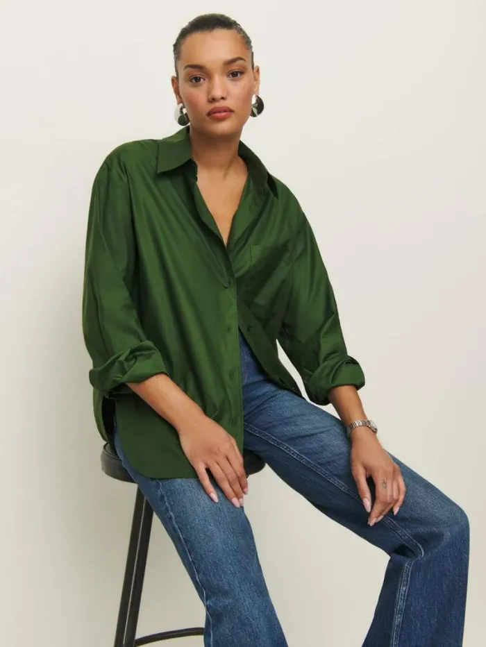 The Reformation Will Oversized Shirt Grass 8211 Clothing