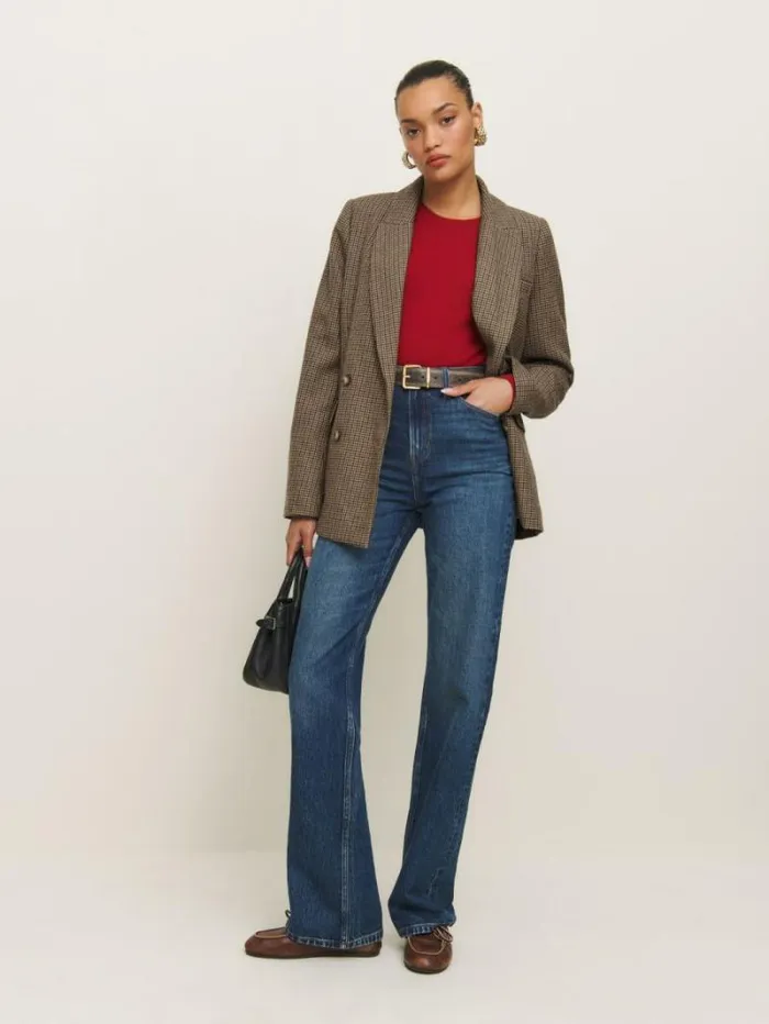 The Reformation Winston Blazer Hazel Check 8211 Clothing
