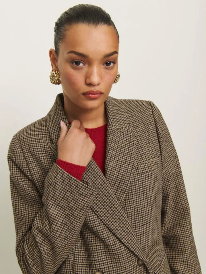 The Reformation Winston Blazer Hazel Check 8211 Clothing