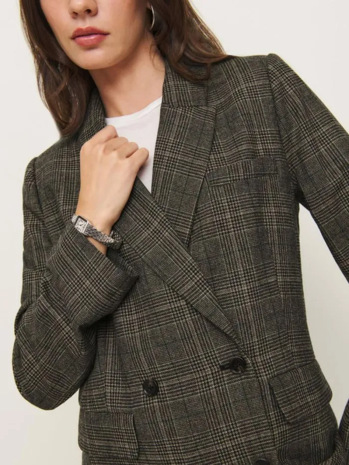 The Reformation Winston Blazer Walnut Plaid 8211 Clothing