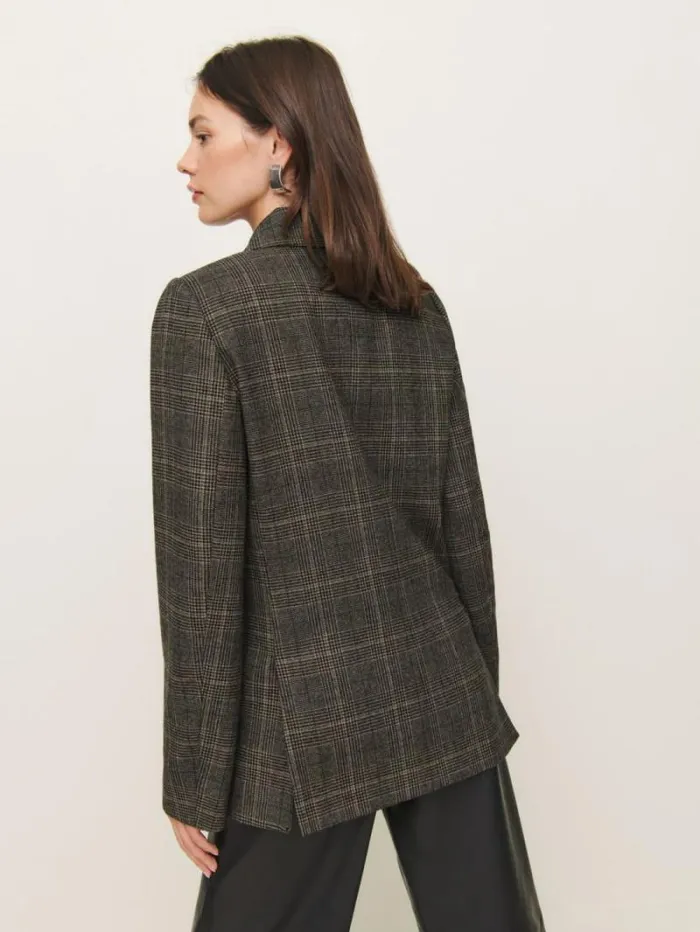The Reformation Winston Blazer Walnut Plaid 8211 Clothing