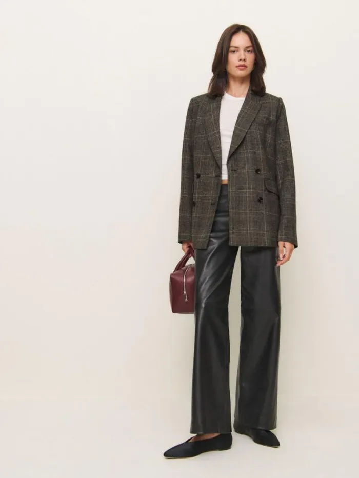 The Reformation Winston Blazer Walnut Plaid 8211 Clothing
