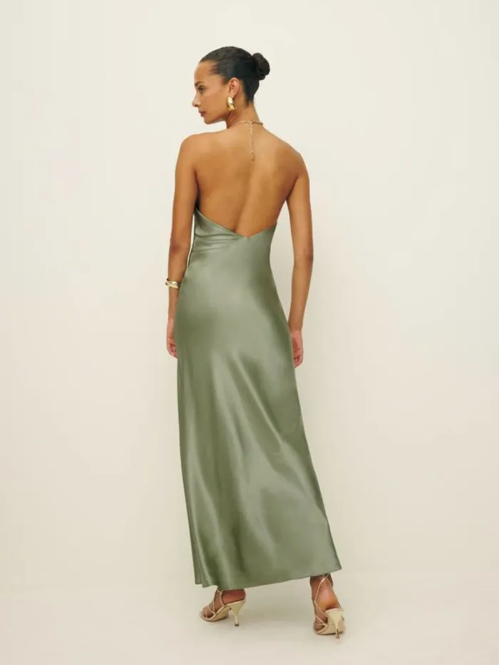 The Reformation Yesenia Silk Dress Artichoke 8211 ClothingWeddings