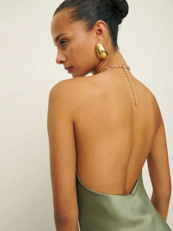 The Reformation Yesenia Silk Dress Artichoke 8211 ClothingWeddings