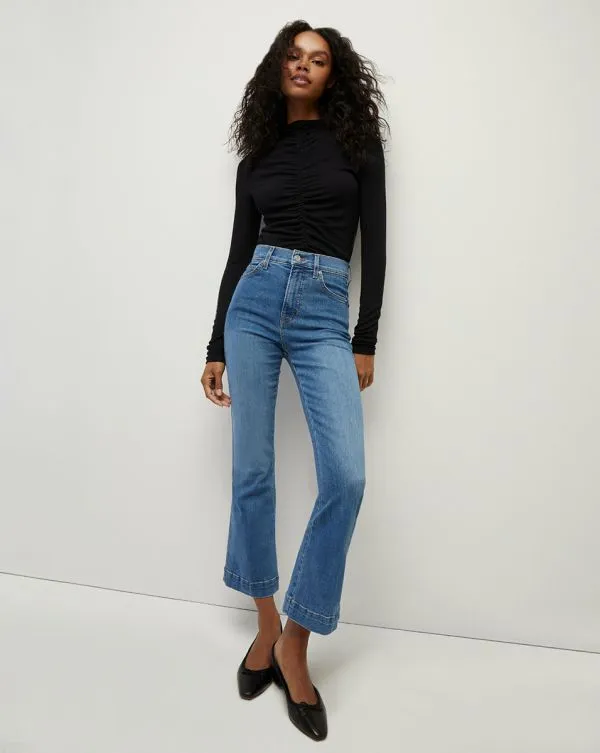 Theresa Ruched Turtleneck Black Women Veronica Beard Tops