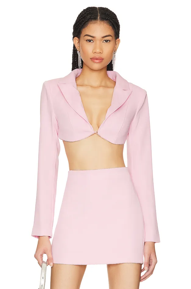 Tia Embellished Cropped Blazer Baby Pink Women Lovers and Friends Jackets and Coats Tia Embellished Cropped Blazer Baby Pink Women Lovers and Friends Jackets and Coats