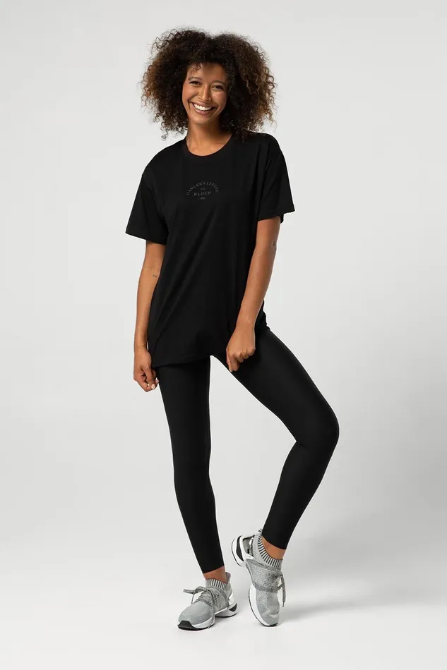 Tops Adult Ladies Tonal Bloch Print Oversized Tee Washed Ebony Bloch