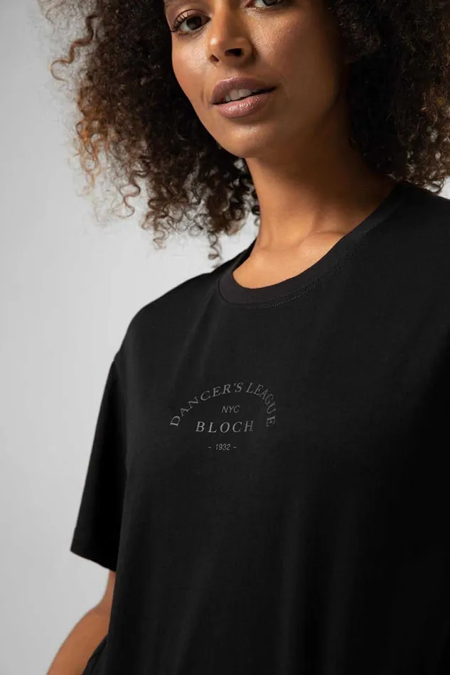 Tops Adult Ladies Tonal Bloch Print Oversized Tee Washed Ebony Bloch