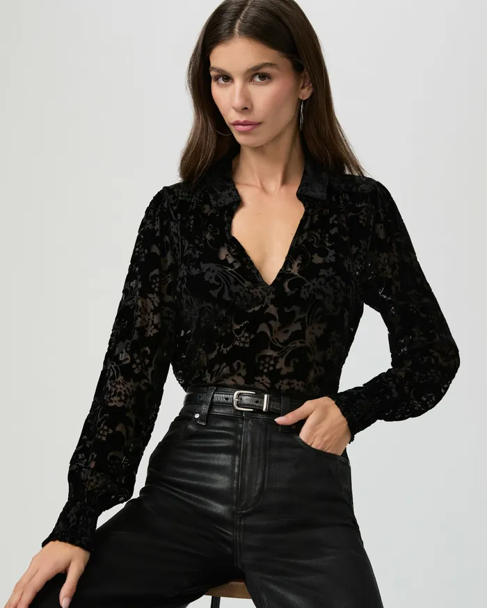 Tops and Blouses PAIGE Women Ginerva Blouse 8211 Black Velvet