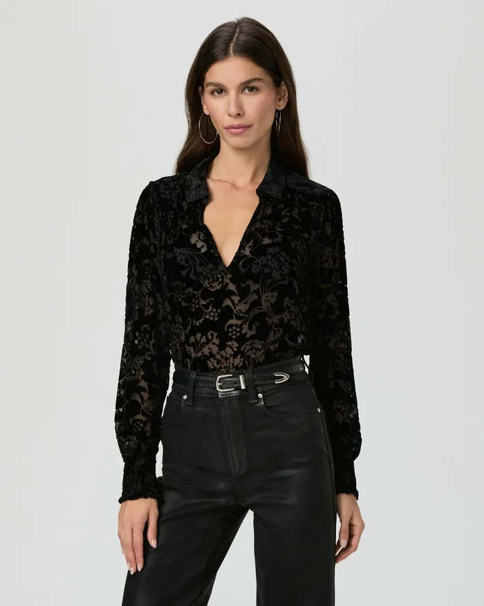 Tops and Blouses PAIGE Women Ginerva Blouse 8211 Black Velvet Tops and Blouses PAIGE Women Ginerva Blouse 8211 Black Velvet