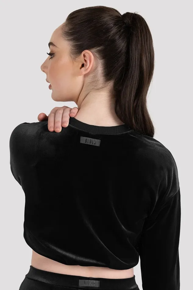 Tops Bloch Adult Bloch Luxe Touch Cropped Sweat Graphite Tops Bloch Adult Bloch Luxe Touch Cropped Sweat Graphite