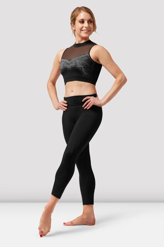 Tops Bloch Adult Ladies Natalia Open Back Crop Top Black