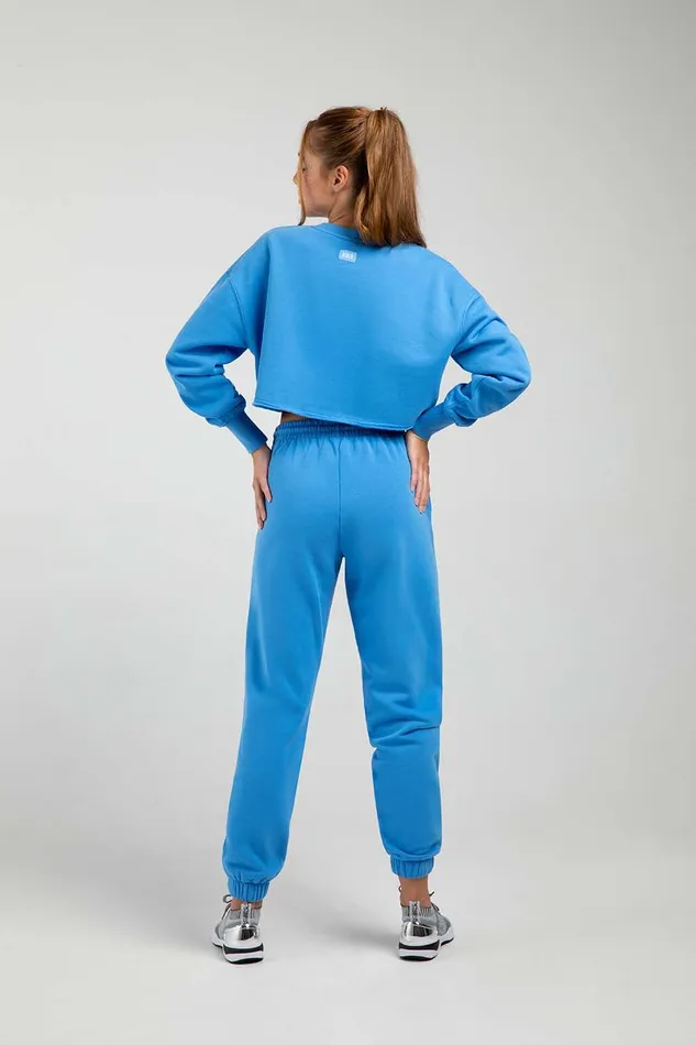 Tops Bloch Adult OffDuty Terry Cropped Crew Azure Blue Tops Bloch Adult OffDuty Terry Cropped Crew Azure Blue