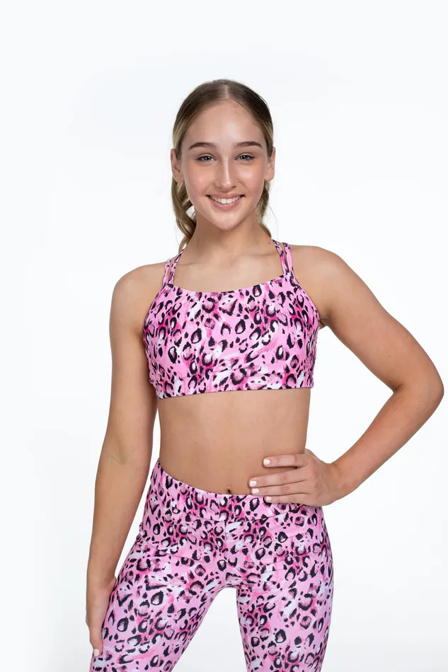 Tops Bloch Children Bloch X Flo Active Remi XBack Bra Top Sketch Leopard